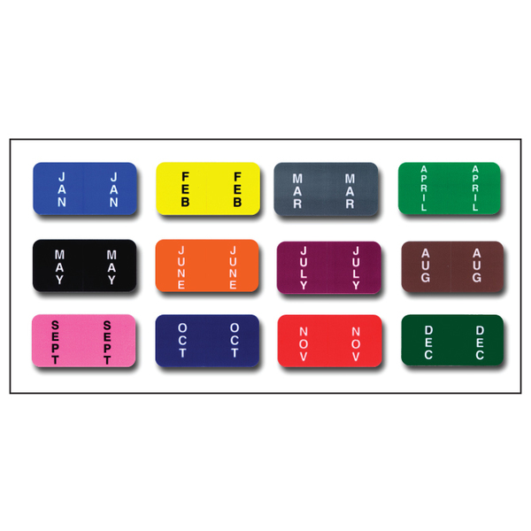 Asp File Right ColorCode MonthLabels Ringbook, 1 Set: Full Set Of Months Pk 308-01
